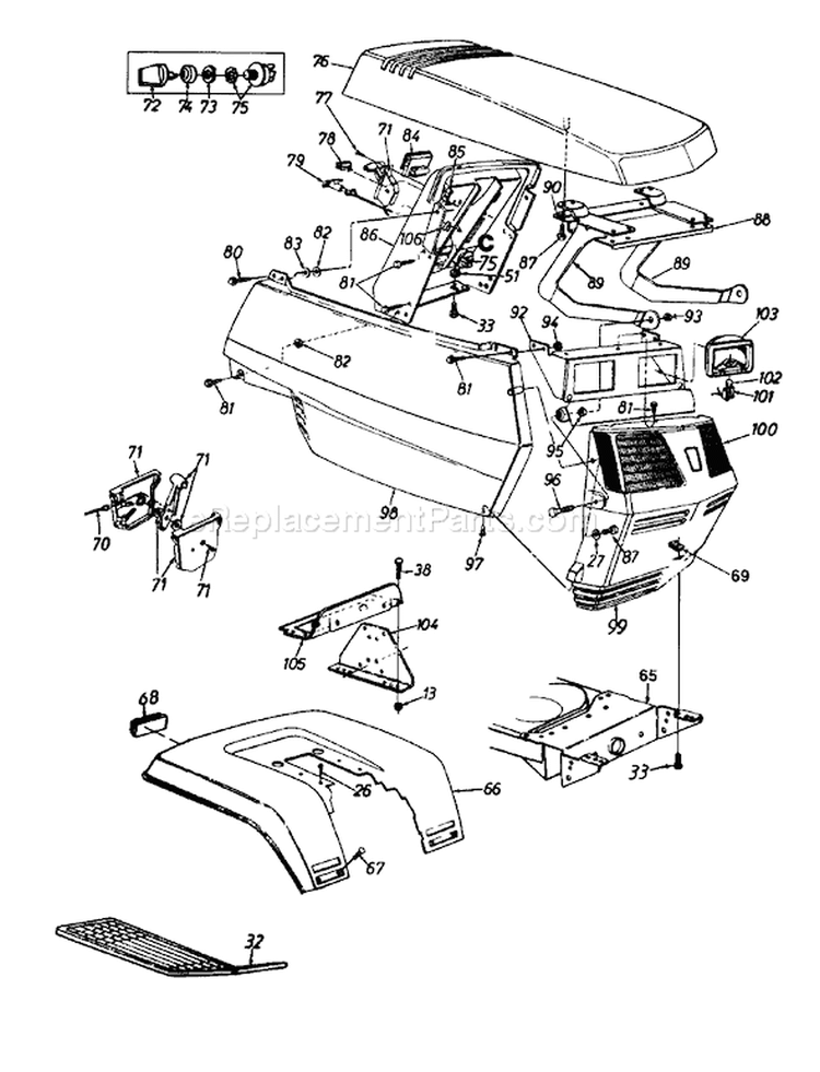 Page E Diagram and Parts List for 1363694H701 1996 Yard Man Lawn Tractor